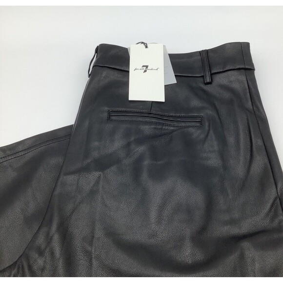 7 For All Mankind Womens Faux Leather Black Pants Size‎ Large NWT - Picture 1 of 10